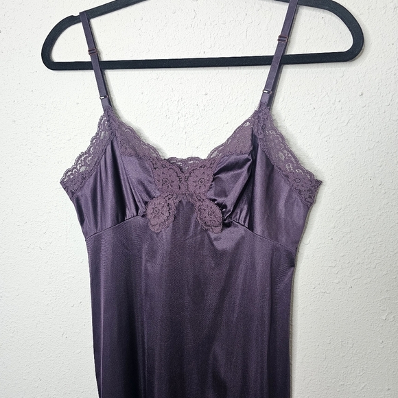 Vtg Vassarette Purple Slip Dress Lace Trim Womens 34 L Y2K - Picture 2 of 9